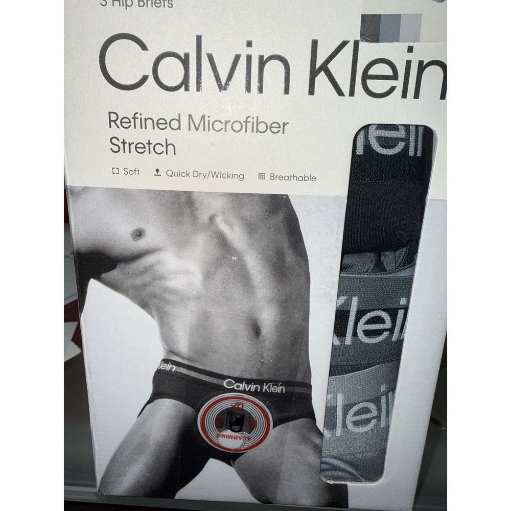 NEW MEN'S "CALVIN KLEIN REFINED MICROFIBER STRETCH HIP BRIEF 3 PACK UNDERWEAR M